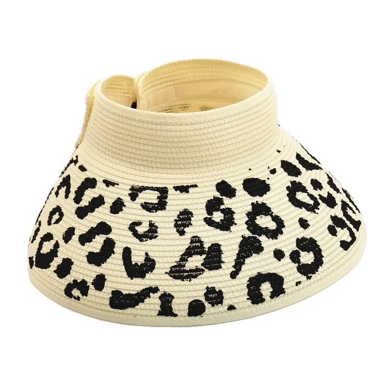 

Sun Visor Hats Wide Brim Roll Up Foldable Straw Hat Vacation Summer Empty top Hat Simplicity UV Protection Beach Sun Hat