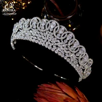 luxury baroque sparkling crystal headband bridal zircon crown beauty pageant headwear wedding bridal hair accessories a01137