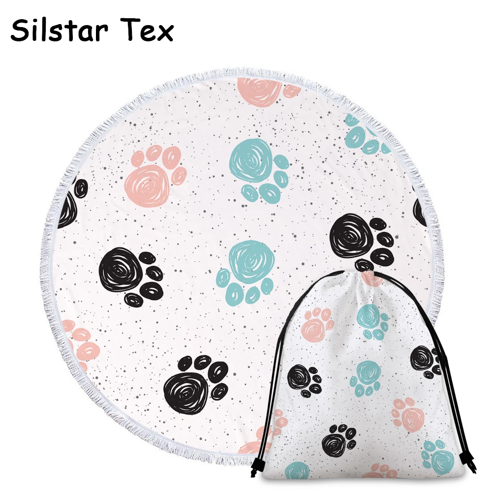 Silstar Tex следы щенка полотенце с кисточками детский пляжный сумкой купальный