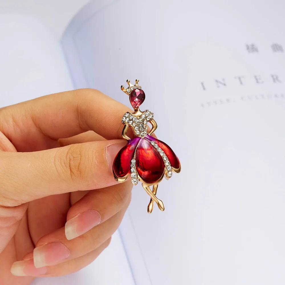 Мода Rhinestone танцы мальчик и девочка чертежное масло фигурка персонажа брошка заколка для женщин Девушка эмаль платье маленькое платье аксессуары