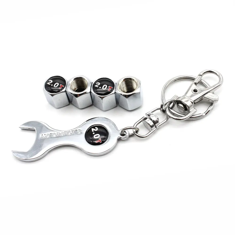 5Pcs/Set 2.0T Style Anti theft Emblem Auto Car Wheel Tire Air Valve Caps With Wrench Keychain Zinc Alloy Stem Dust Cover Accesso|Стержни и