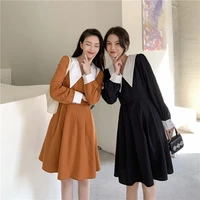 anbenser autumn winter long sleeve a line peter pan collar kawaii dress women vintage spring fashion elegant korean black dress
