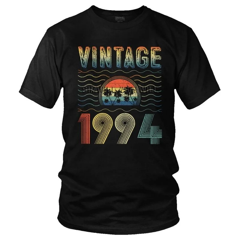 

Винтаж родился сделано в 1994 Футболка Мужская Уличная футболка с короткими рукавами и 27th на день рождения футболки 100% для детей, хлопковые фу...