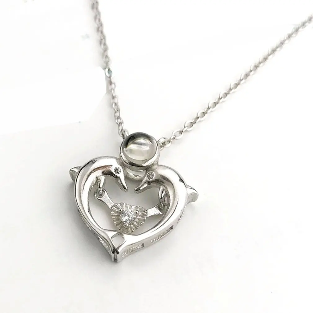 Ожерелье с кулоном Я тебя люблю на 100 языках из стерлингового серебра S925 для