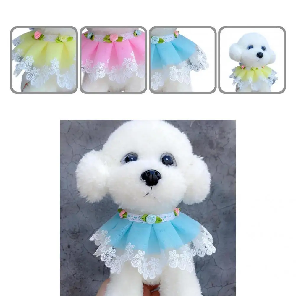 

Good Pet Saliva Scarf Vibrant Color Lightweight Nicely Designed Fashion Pet Collar Lace Bib Puppy Bib Pet Saliva Bib
