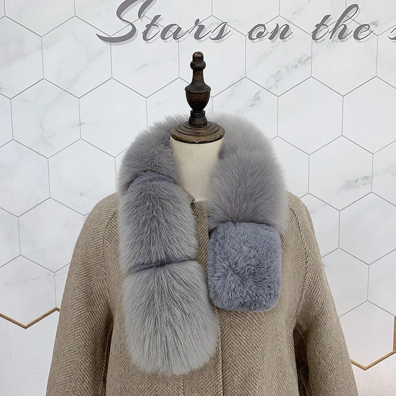 Женский пушистый шарф зимний однотонный из искусственного меха 80 х14 см с