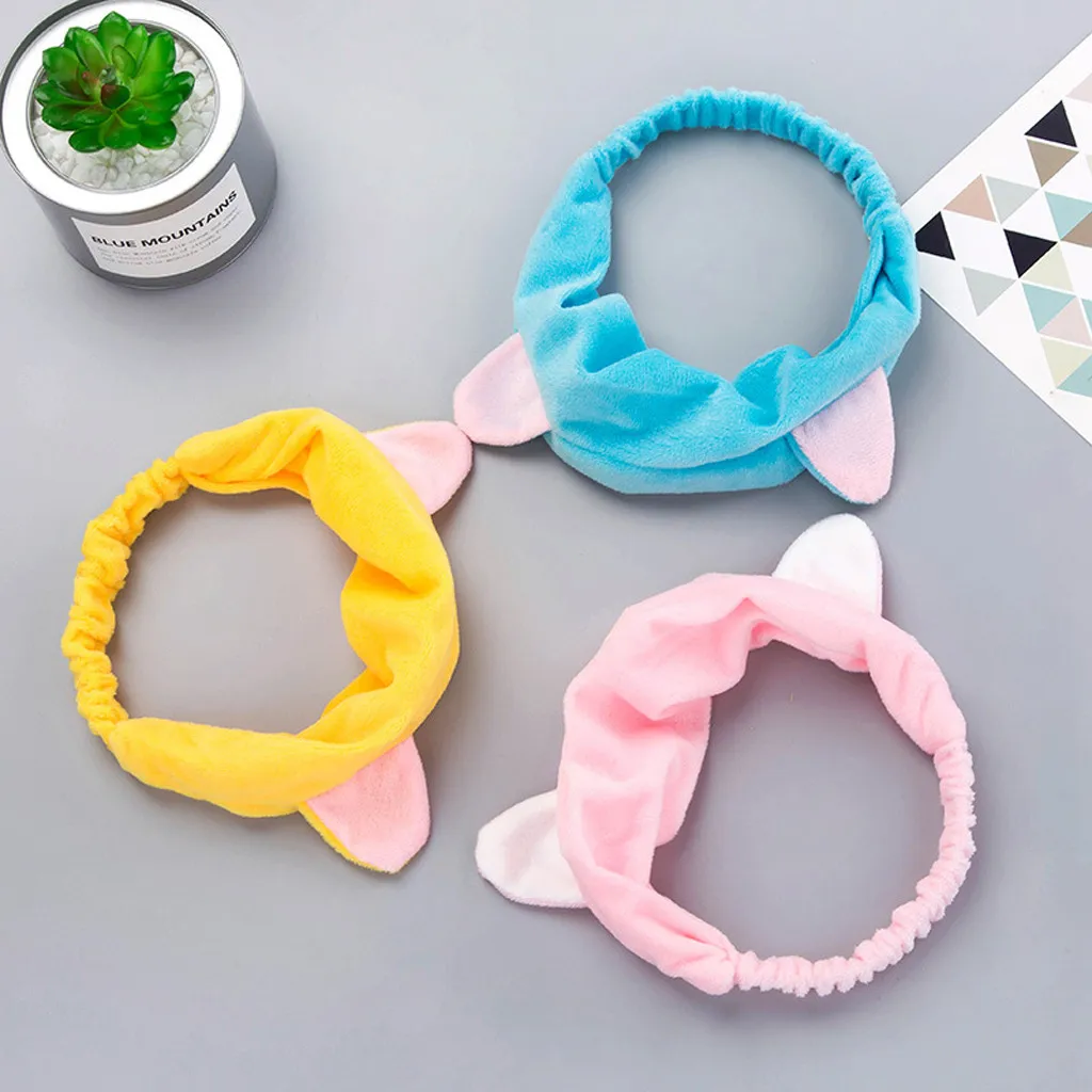 Cute Cat Ears Hair Bands Sport Sweet Cute Headband Short Hair Headdress Solid Color Casual Hair Accessoires#Nu