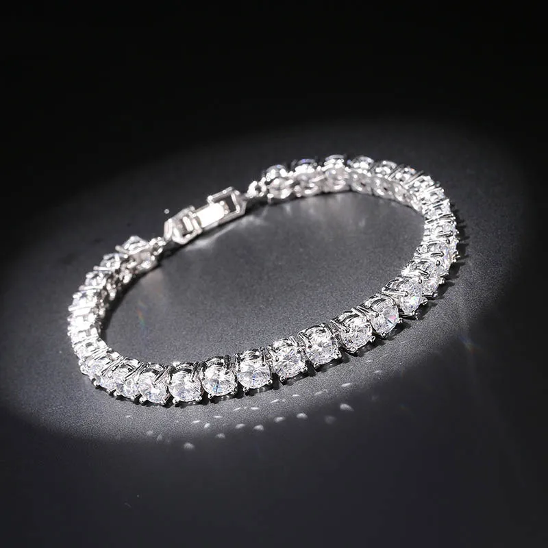 Cellacity Luxury Design Geometry Silver 925 Jewelry Studded with Gemstones Bracelet for Women 5mm Zircon Rose Gold Color Party | Украшения