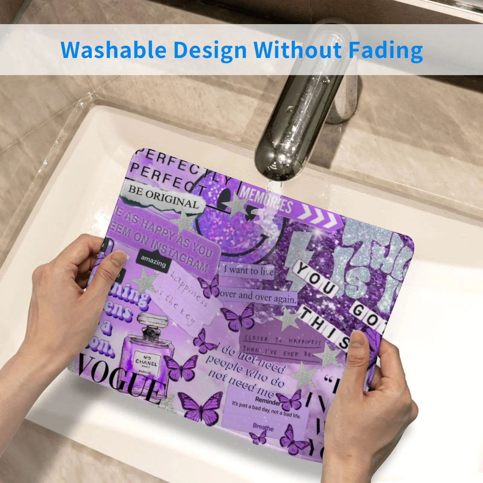 

Purple Aesthetic Collage Mouse Pad DIY Print Cushion Purple Collage Happiness Collage Purple Aesthetic Purple