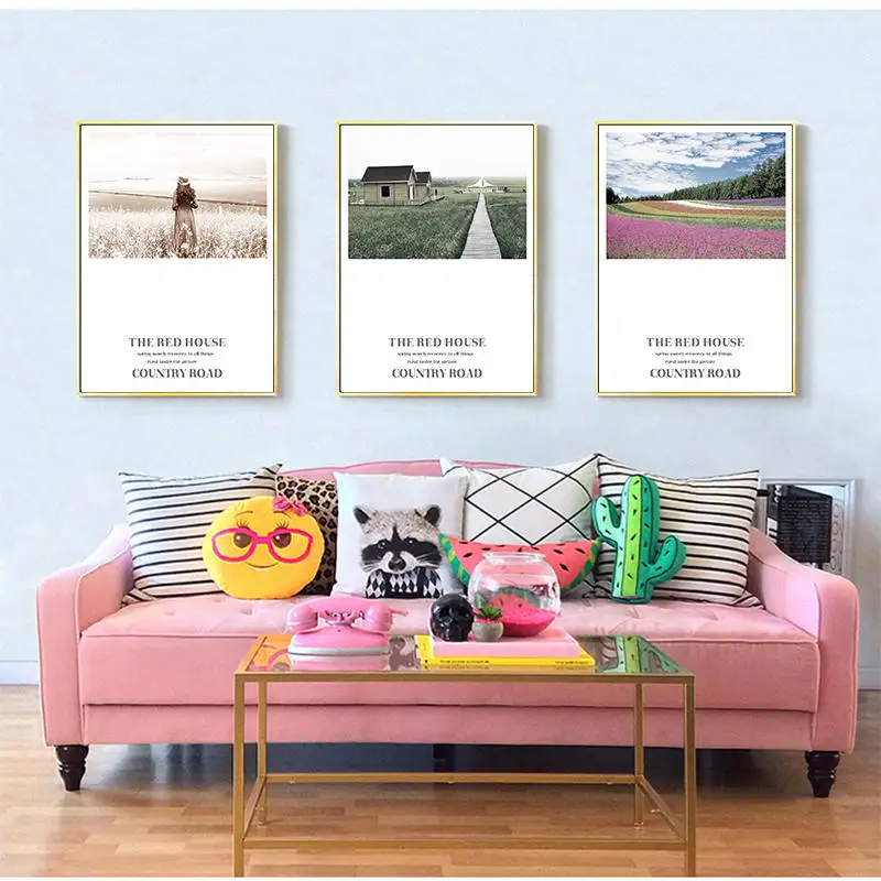 Трава поле закат холст скандинавский постер природа настенный художественный