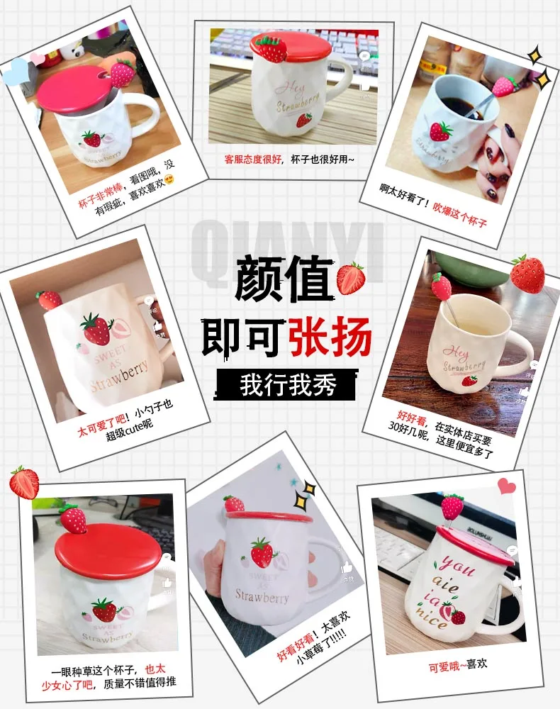

Cute Cartoon Mug Creative with Lid Ceramic Handmade Color Large Capacity Coffee Mug Couple Canecas Kitchen Drinkware DB60MK