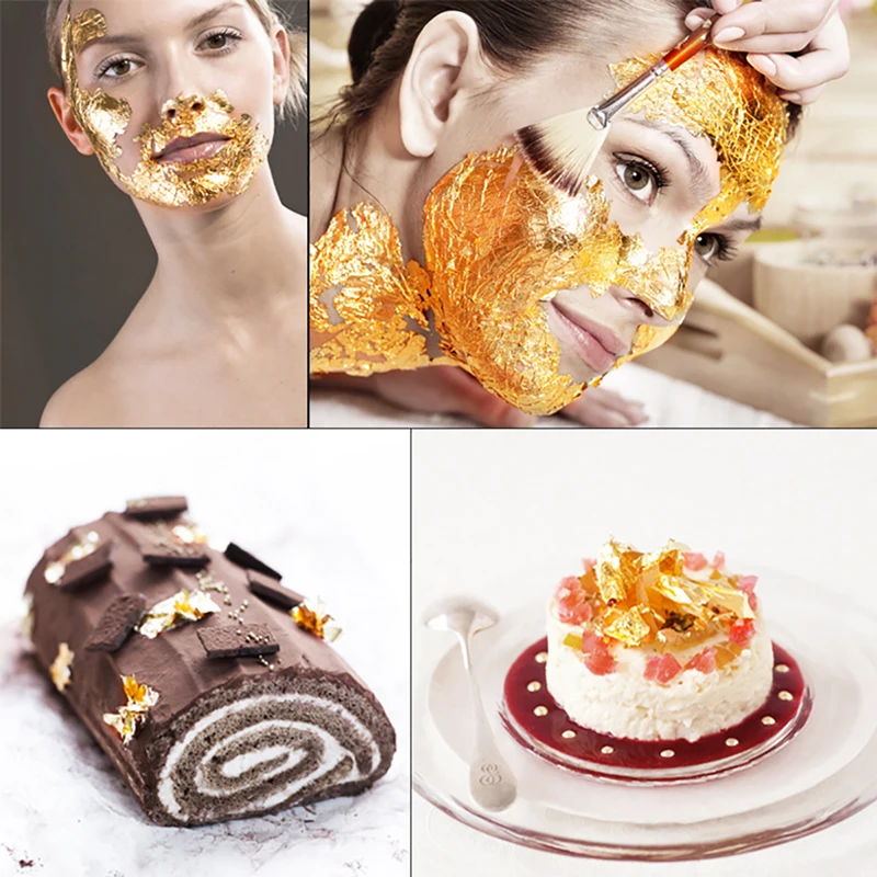 24K съедобная Золотая фольга переводная настоящая 8x8 см 25 шт./буклет торт десерт