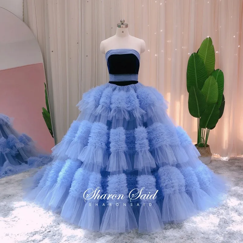 Светильник-Голубое Бальное платье платья для Quinceanera 2022 роскошное Тюлевое Пышное