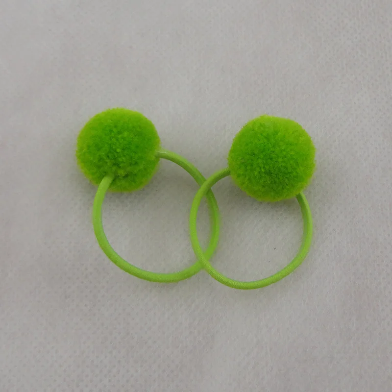 Lemon Green 10 шт. 2,0 см Кашемир мех шарик-помпон эластичные резинки для волос для детей Детские конский хвост держатели для волос веревки с бархатным шариком - Цвет: Lemon Green