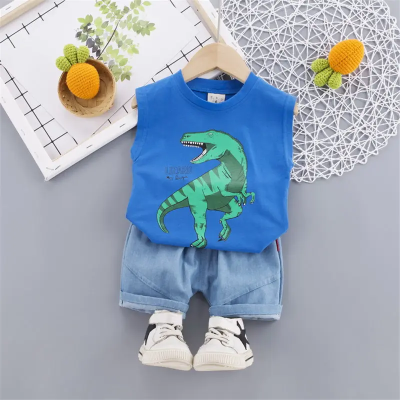 2 шт./компл. детский хлопковый топ с динозавром для мальчиков и девочек|Комплекты