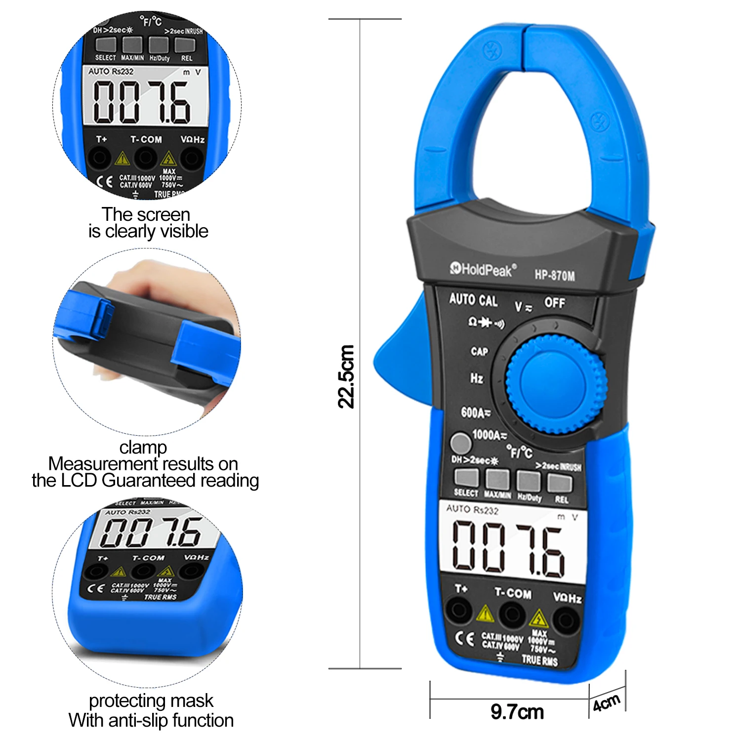 HoldPeak HP-870N мультиметр Цифровые токоизмерительные клещи с автоматическим выбором