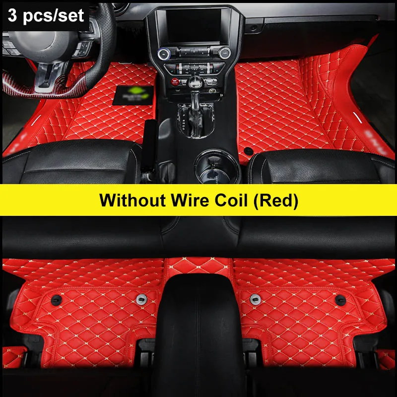 Red No Wire Mat QHCP автомобильные коврики ковер из микрофибры провода коврик для ног коврик съемный черный, красный ковры для Ford Mustang - Название цвета: Red No Wire Mat