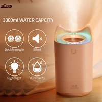 home air humidifier 3l double nozzle cool mist aroma diffuser with coloful led light heavy fog ultrasonic air mist humidificador