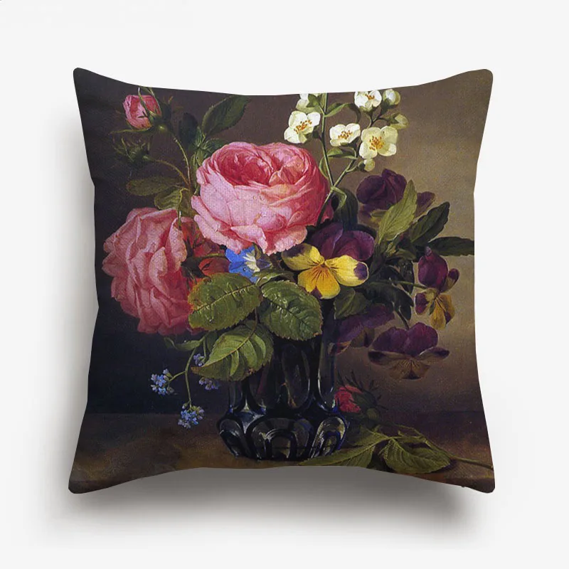 Европейский цветочный художественный чехол для подушки в цветочек картина
