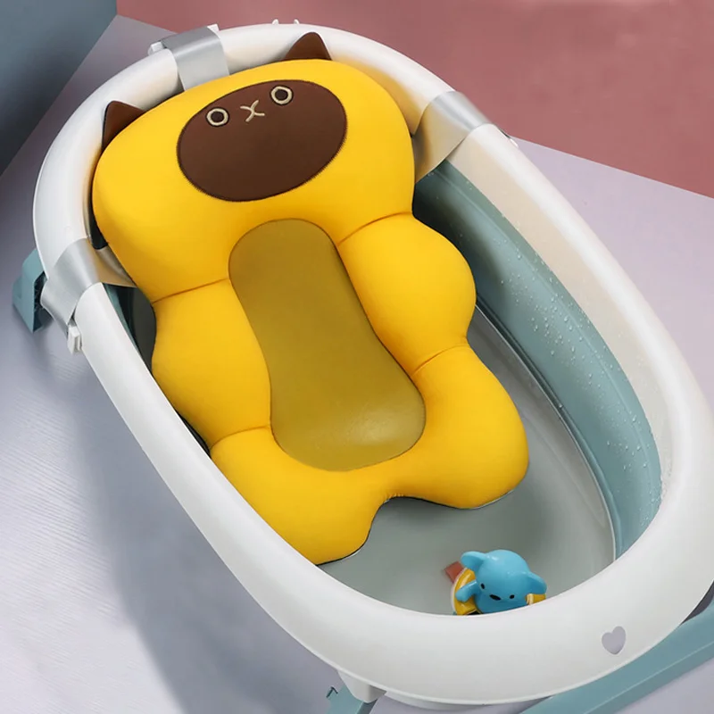 Newborn Baby Bath Cushion Portable Bath Tub Pad Anti-Slip Cushion Seat Floating Bather Bathtub Pad Shower Support Mat Security