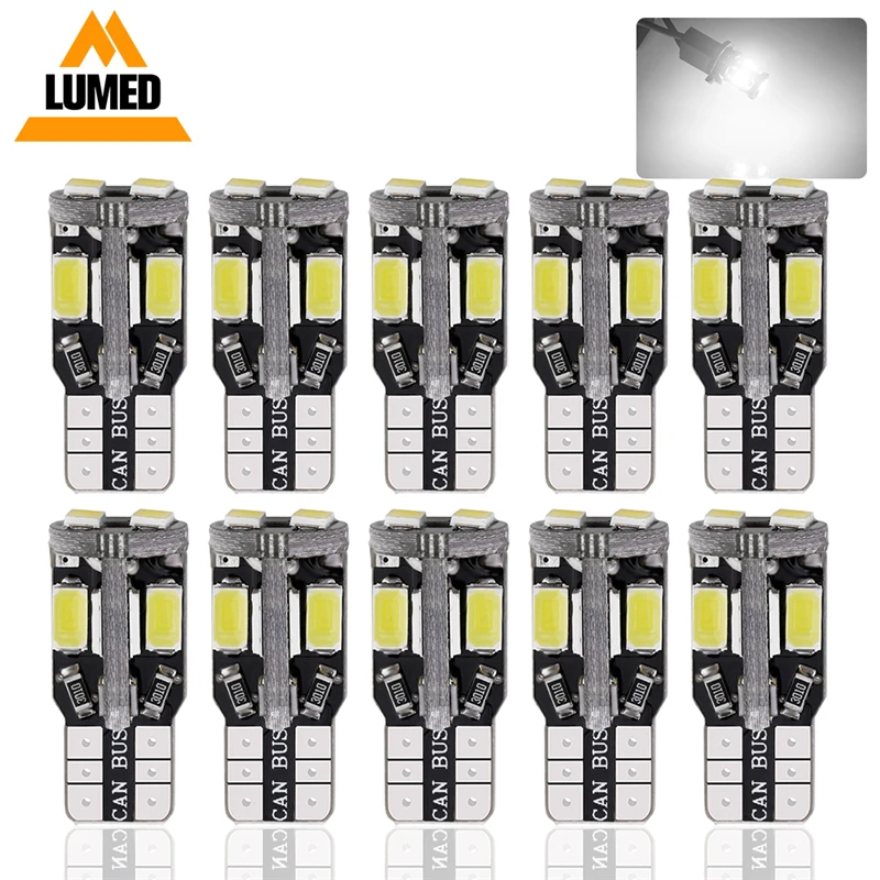 

10 шт. W5W T10 светодиодный лампы 5630 10-SMD 194 168 автомобильные внутренние карты купольные огни парковочные светильники Автоматическая сигнальная ...
