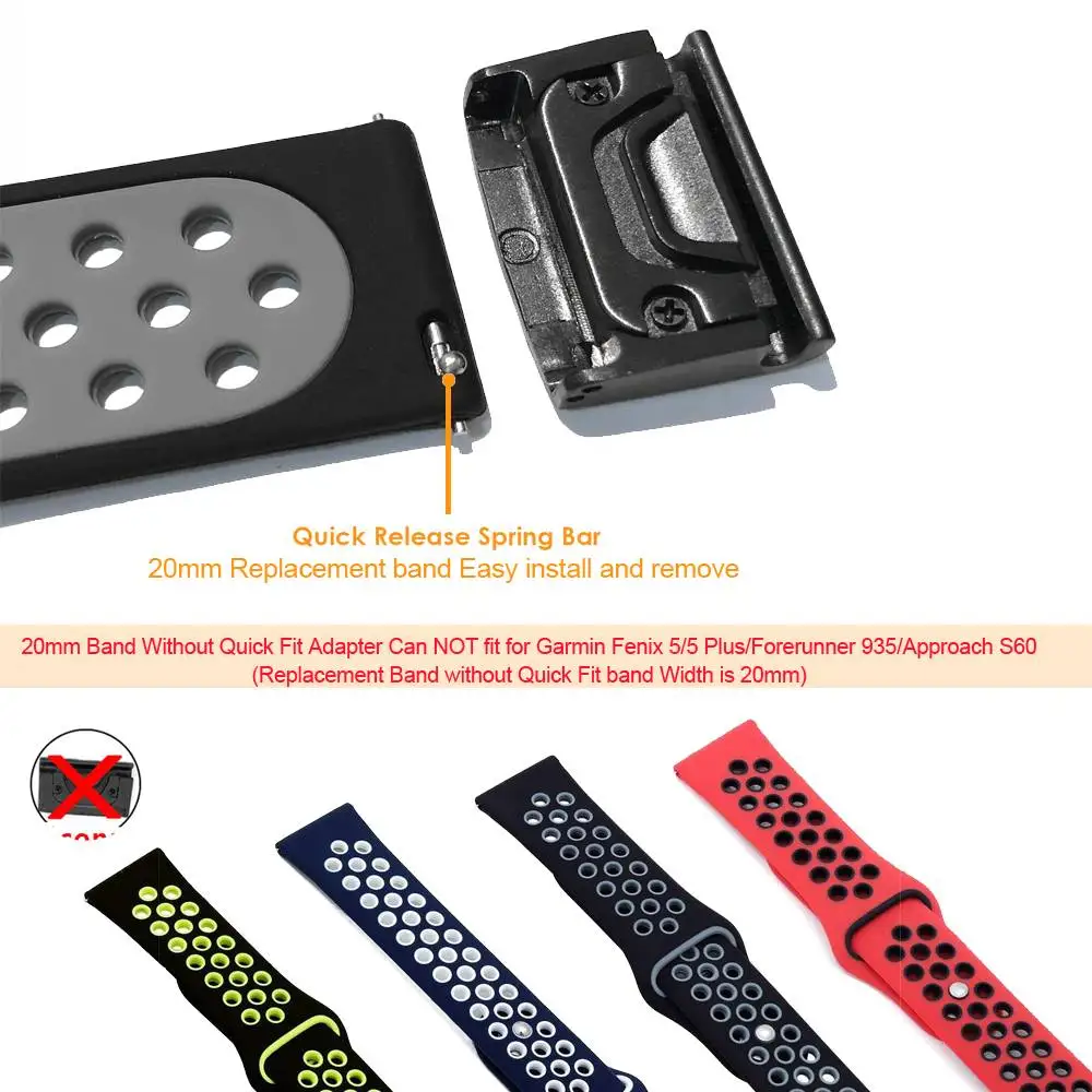 Силиконовый ремешок для часов Fenix 6 с защитой от пота 22 мм Garmin 5/5 Plus/Forerunner 935/подход