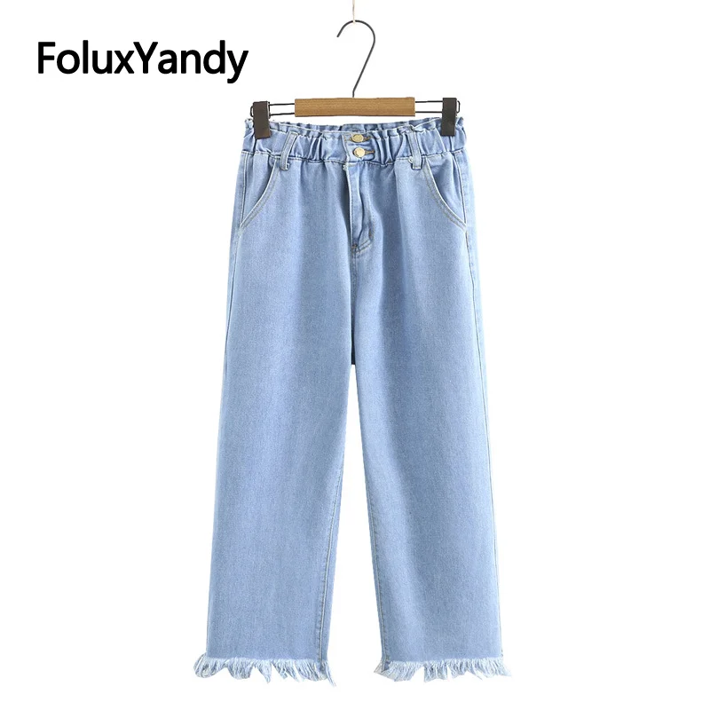 

Tassel Jeans Women's Wide Leg Pants Plus Size 3 4 5 XL Denim Trousers Casual Loose Jeans KKFY5333