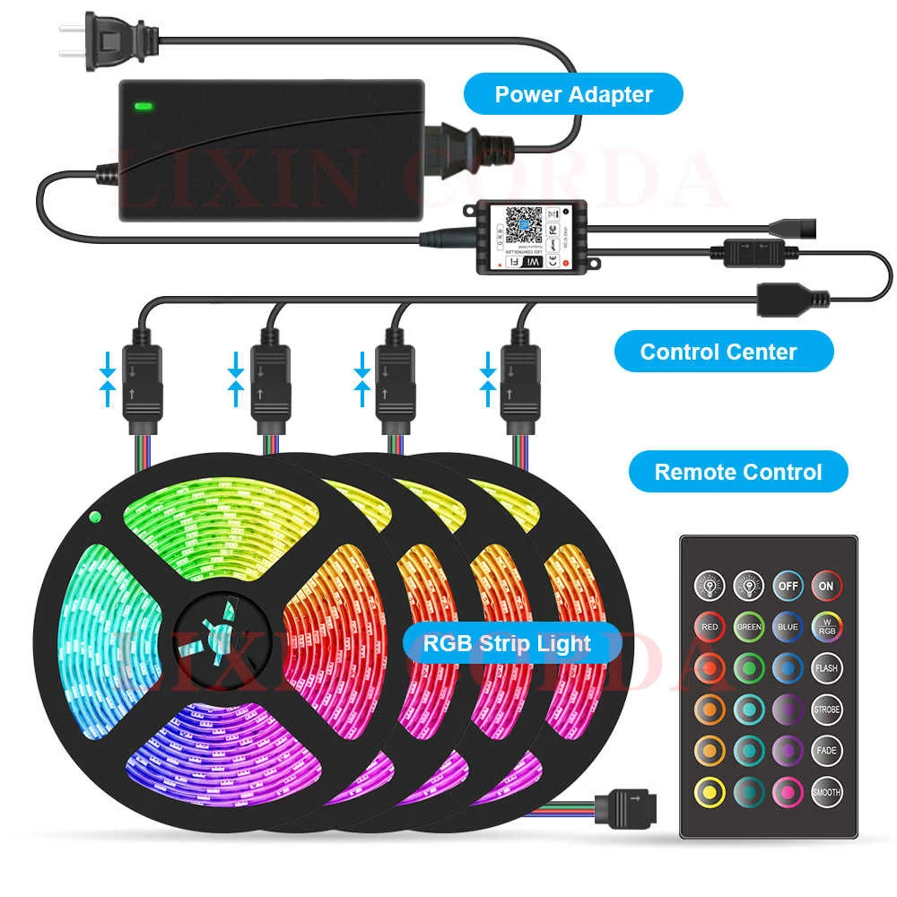 

LED light belt 5050 light belt suit RGB seven color waterproof music light bar intelligent WiFi light belt 20m