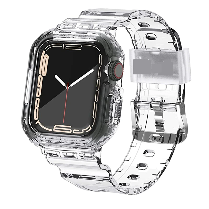 

Прозрачный ремешок для Apple Watch 6 SE 7 Band 44 мм 40 мм 45 мм 41 мм, чехол для iWatch, Apple Watch 42 мм 38 мм