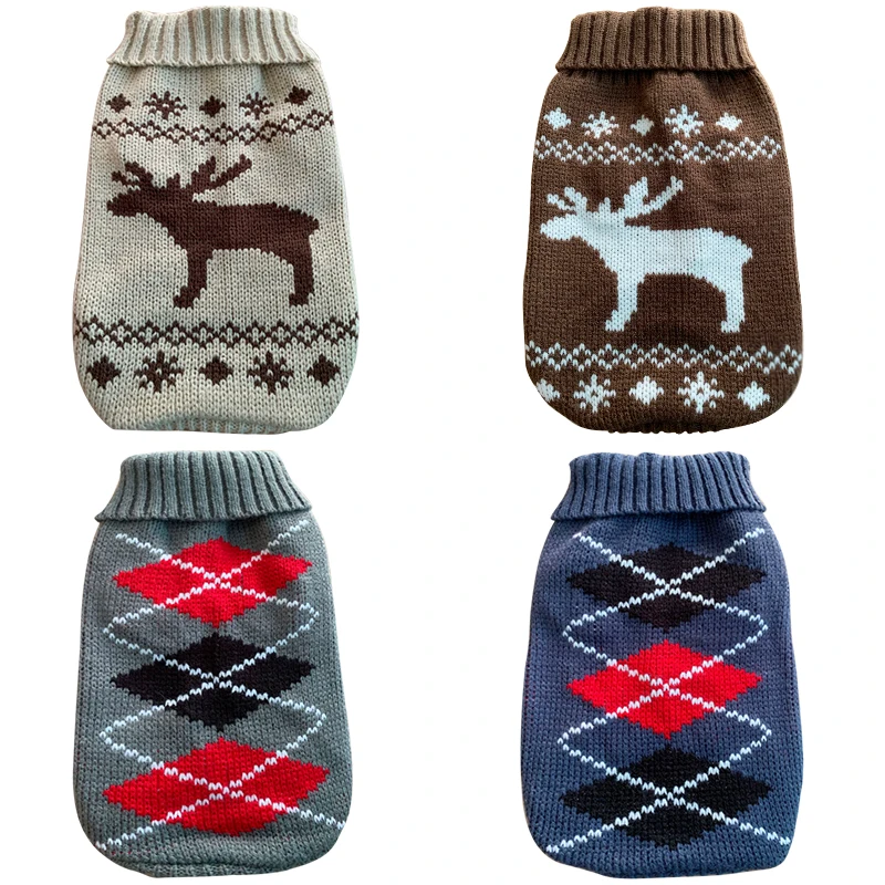 Свитера для домашних собак зимняя трикотажная одежда животных маленьких теплый