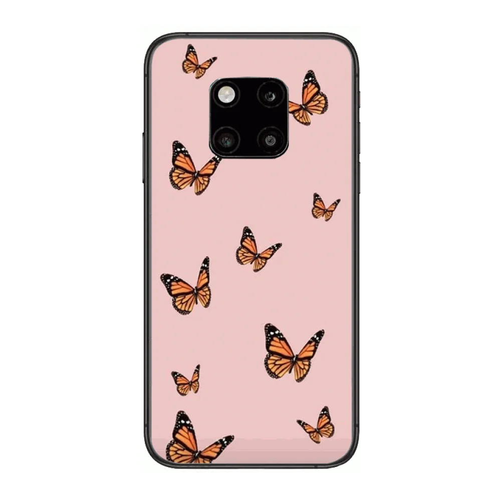 

Butterfly Beautiful Phone Case For Huawei mate 30 10 20 40 Lite Smart Z Pro Black Etui 3D Coque Painting Hoesjes case