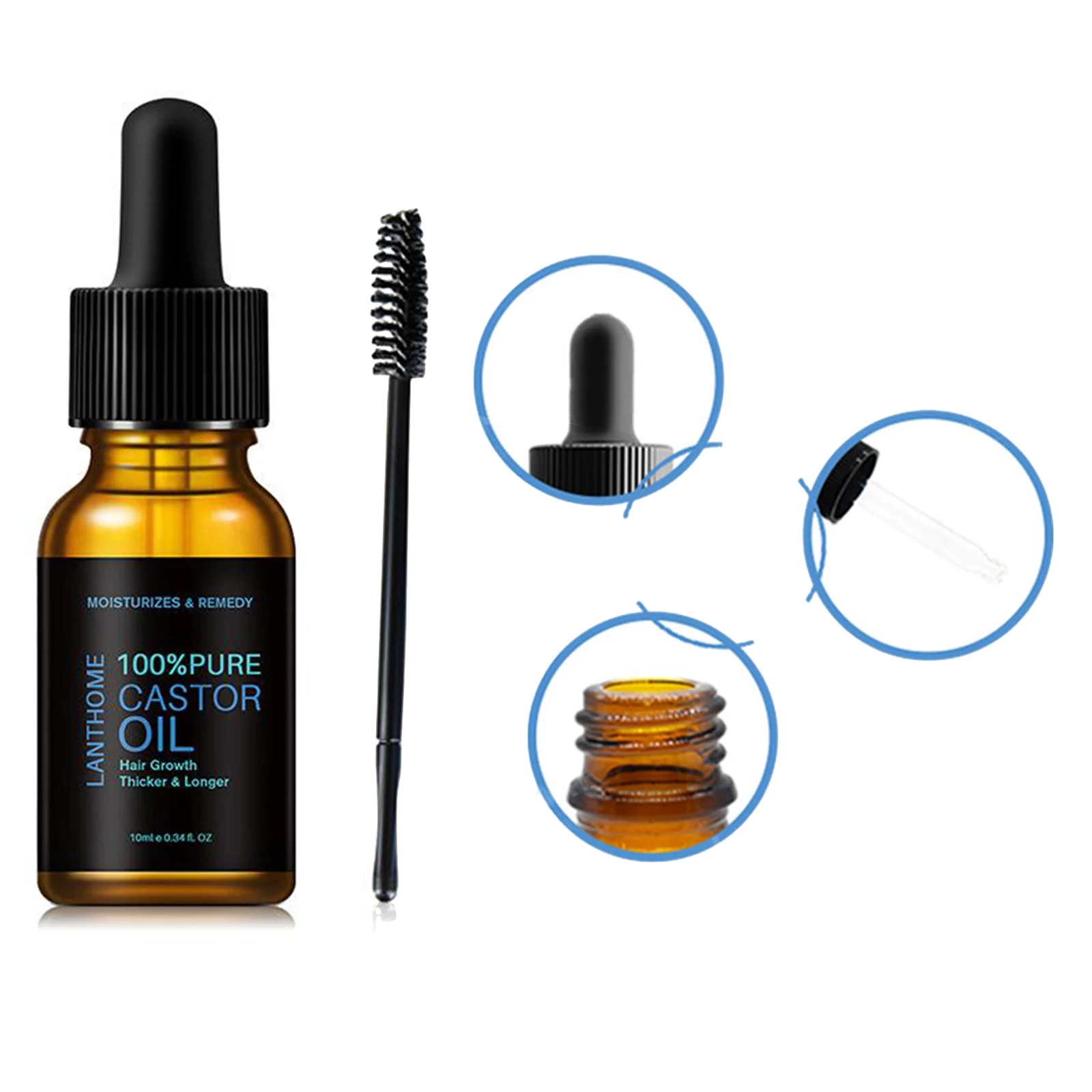 

100% Pure Castor Oil Hair Essence Serum for Eyelashes Growth Fast Restoratio