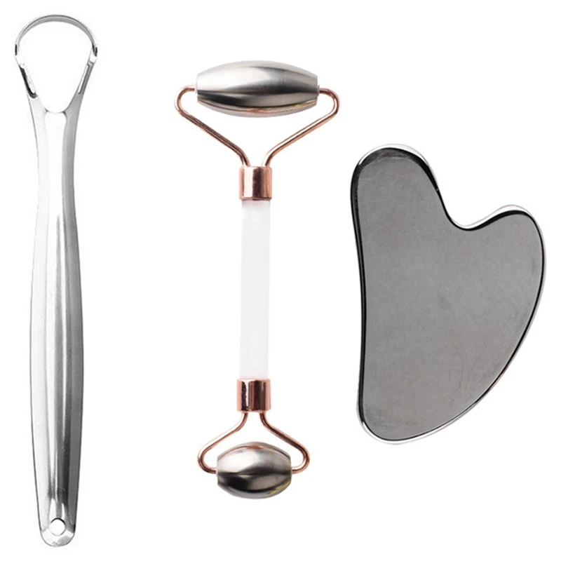 

1 Pcs Tongue To Bad Breath Scraper & 1 Set Facial Roller Shaping Tool