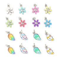 flower and leaves pendant set for diy bracelet necklace earrings material cute jewelry making color leaves pendants accessories