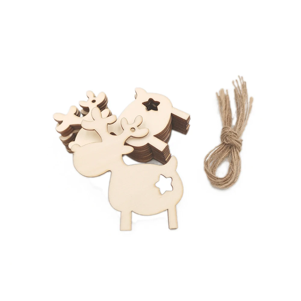 

Необработанные рождественские деревянные украшения в форме оленя, деревянные вырезы, искусственные поделки для праздничного подвесного у...