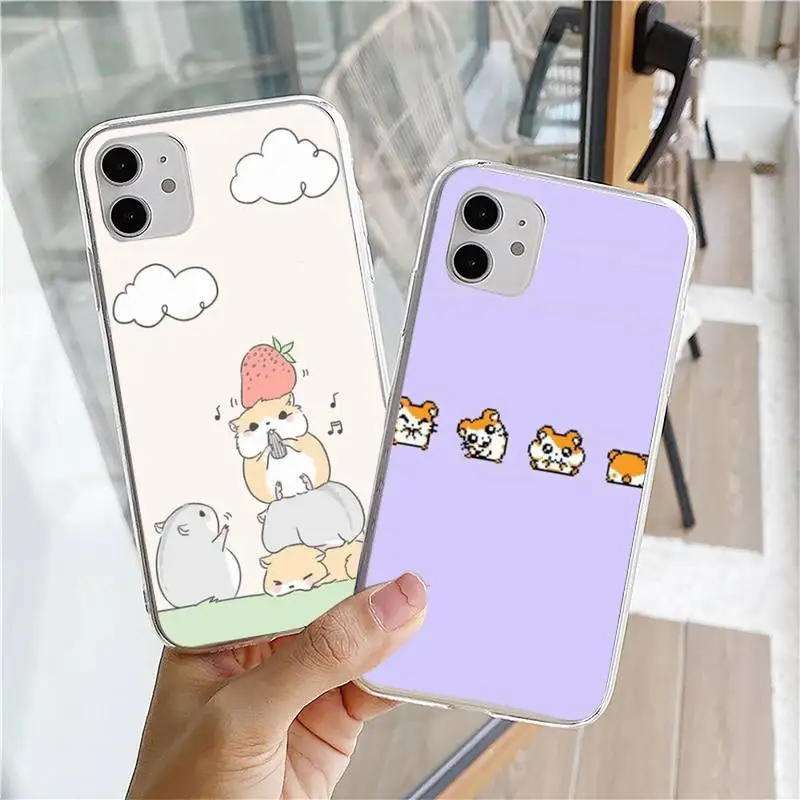 

Hamtaro Cute Hamster Mouse Phone Case For iphone 5s 6 7 8 11 12 plus xsmax xr pro mini se Transparent Cover Fundas Coque