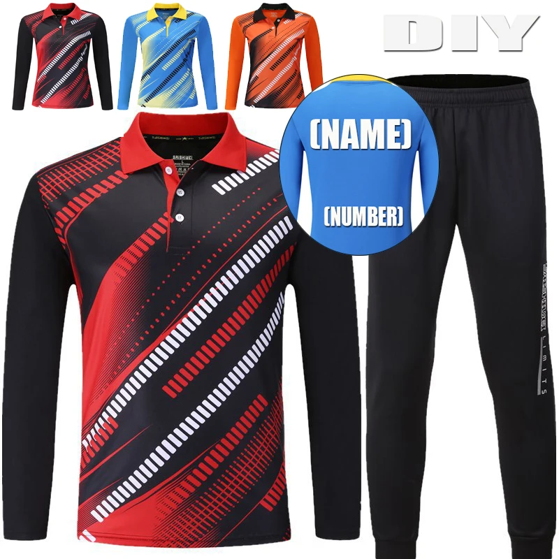 

Men‘s Tracksuit Gym Fitness Sports Suit Clothes Breathable Badminton Shirt Uniforms Women Men Table Tennis Clothes Pingpong