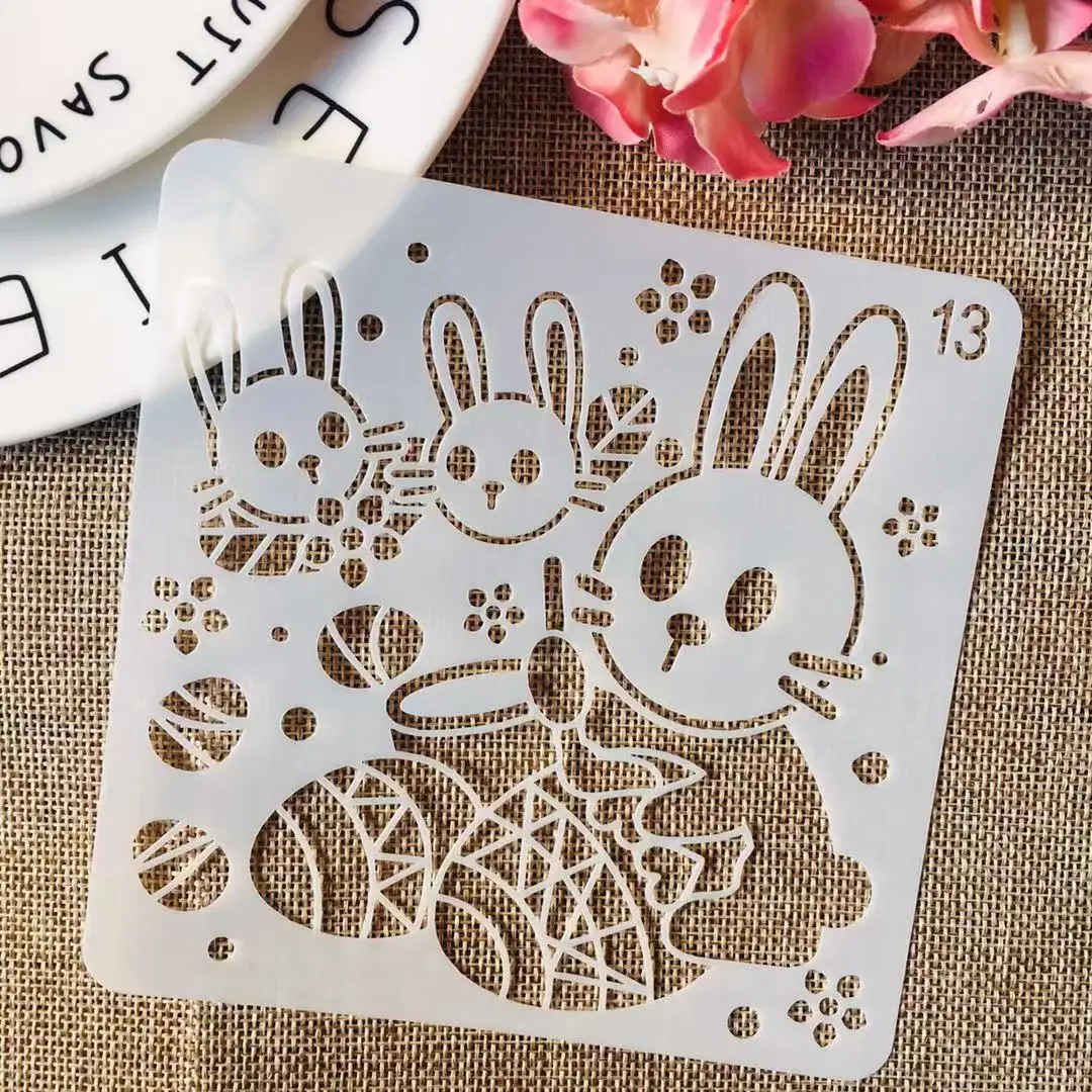 1 шт. 5 &quot* 1&quot Пасхальный кролик Семья DIY Многослойные трафареты раскраска для