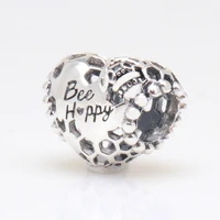 lorena hot sale 100 real s925 sterling silver sweet honey honeycomb heart shaped ladybug beads fit original bracelet making