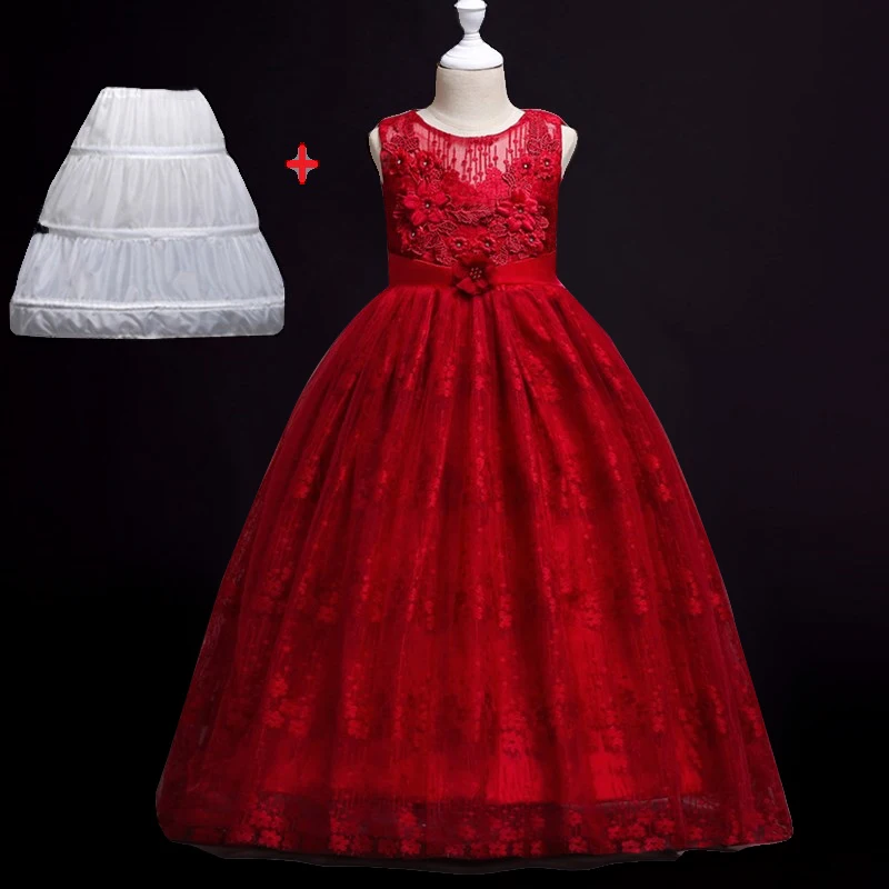 as pictures Wedding Party Dress for Girls Lace First feast princess Long Dress New Exchange Dress Ball Beauty Sexy Shoulder Dress - Цвет: as pictures