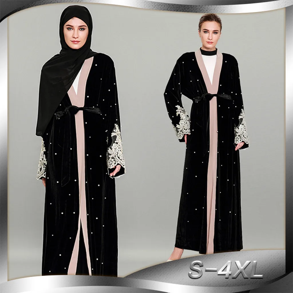 Абая для женщин Дубай мусульманский грот maten dames kleding открытый передний кафтан