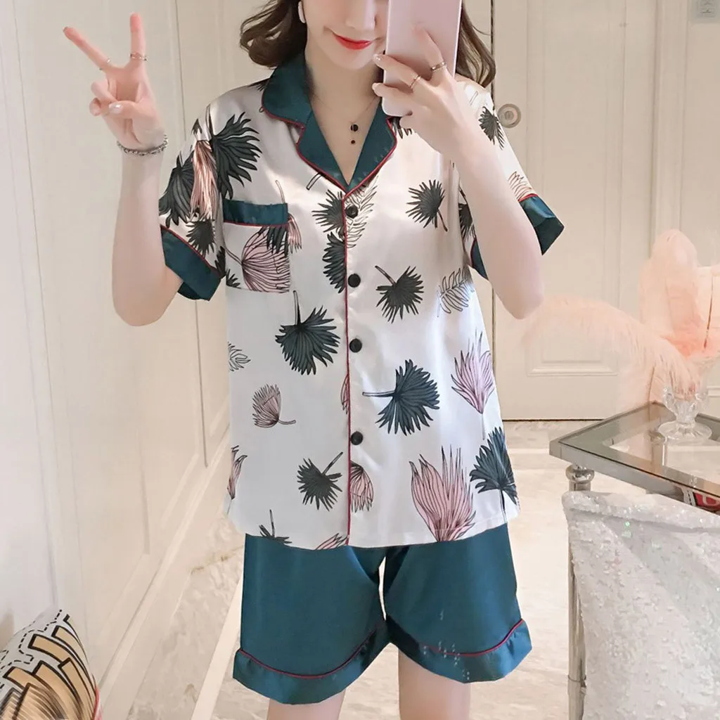 Японские Простые короткие пижамы для женщин с короткими рукавами женские