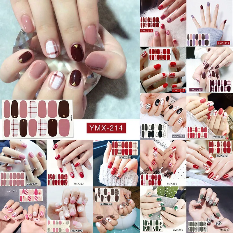 

LADY KINDOM DIY 3D Nail Art Stickers Heart Grids Pattern Nail Polish Strips Waterproof Nail Patch Environmental Nail Foils Wraps