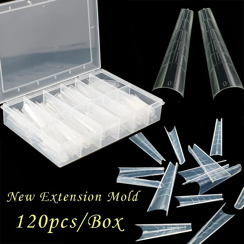

120pcs/Box Extension Molds Nail Art Gel Quick Building Nail Tips Upper Forms Coffin Art Nails Extend Gel Nail Extension Tool