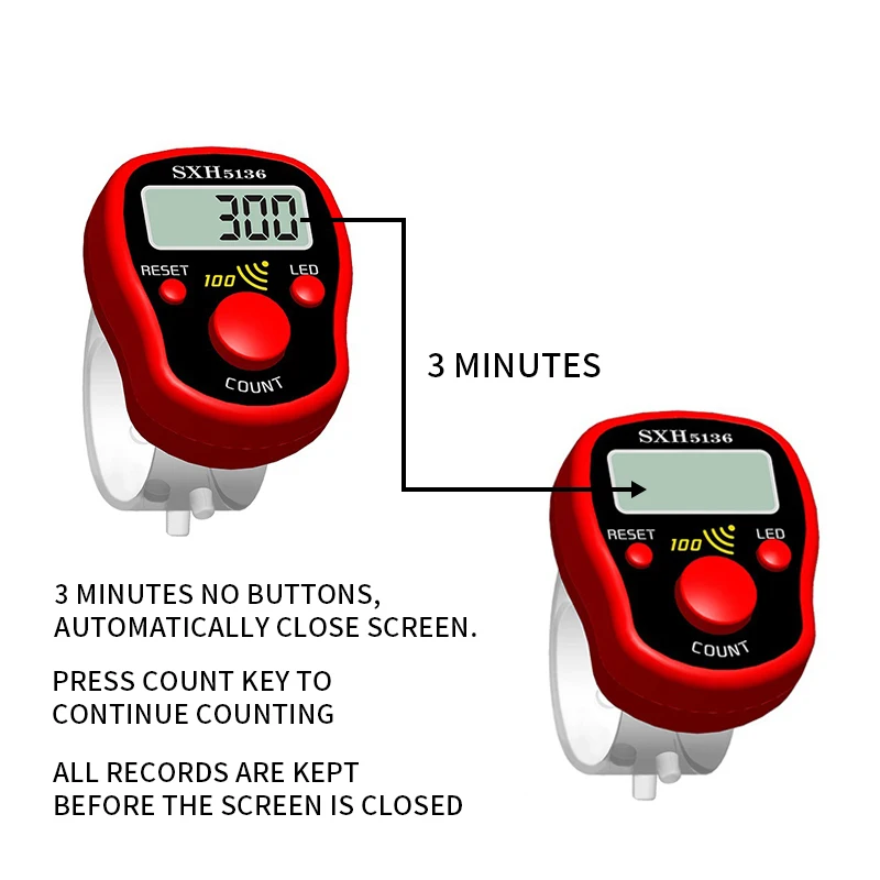 

Stitch Marker Row Hand tally Finger Counter LCD Electric Digital Display With Light For Sewing Knitting Weave Buddha Pray