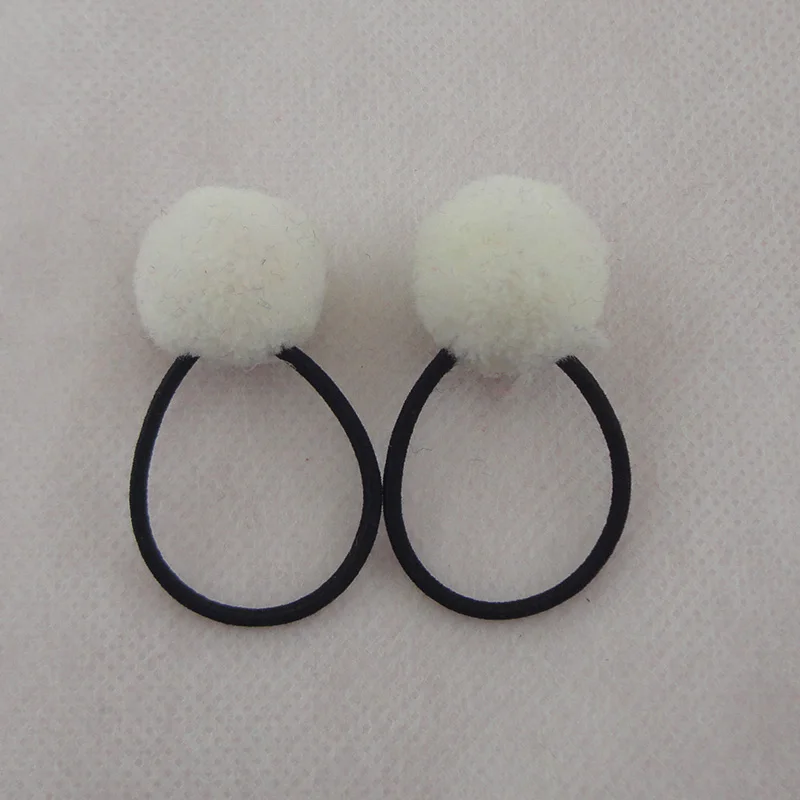 White ball hair tie 10 шт. 2,0 см Кашемир мех шарик-помпон эластичные резинки для волос для детей Детские конский хвост держатели для волос веревки с бархатным шариком - Цвет: White ball hair tie