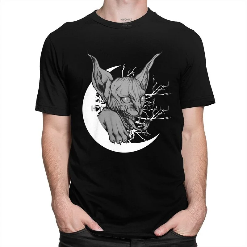 Футболка мужская из чистого хлопка с коротким рукавом и изображением кота -