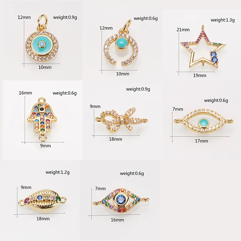 Charm Charms for Jewelry Making Necklace Bracelet Accessaries Fashion Copper CZ Evil Blue Eye Hand Pendants Angel Wicca Chakra | Украшения