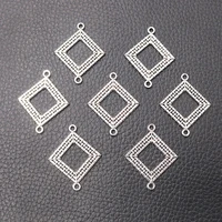 12pcslot silver plated square tag charm metal pendants necklaces bracelets diy charms for jewelry making accessories 2421mm