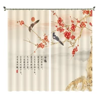 ink series red plum blossom foreign trade export high quality blackout curtains suitable for living room and study room